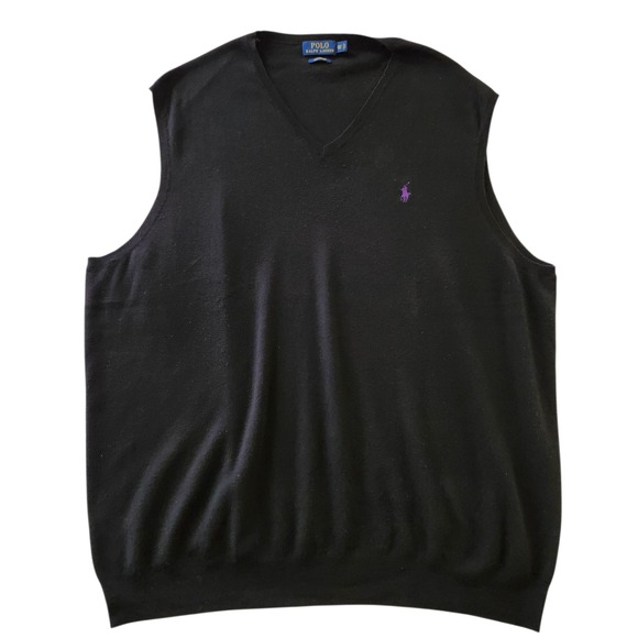 Polo Ralph Lauren Other - Polo Ralph Lauren Mens 3XL Tall Black V Neck Pima Cotton Sweater Vest Pony Logo